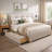 Braya Upholstered Platform Storage Bed With Removable Pillow-Style Headboard, 2 Large Wooden Drawers, Beige, Queen-734036362-734036373