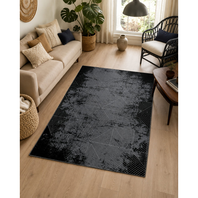 Camfort Black Striped Digital Print Cotton Polyester Non-Slip Area Rug, Tapis de couloir 3 pi 3 po x 11 pi 5 po