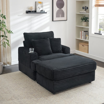 Ensemble de fauteuils avec repose-pieds et repose-pieds de 39 pouces - canapé simple confortable