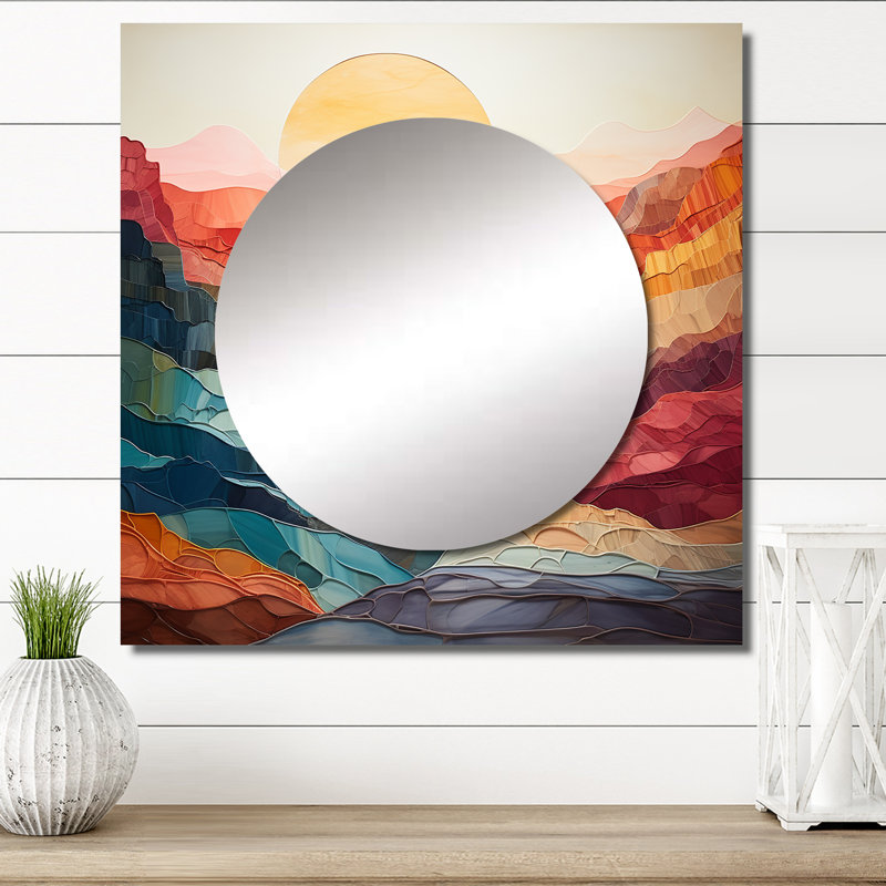 Mildreth - Grand miroir carré abstrait pour paysage mural, 23 po x 23 po