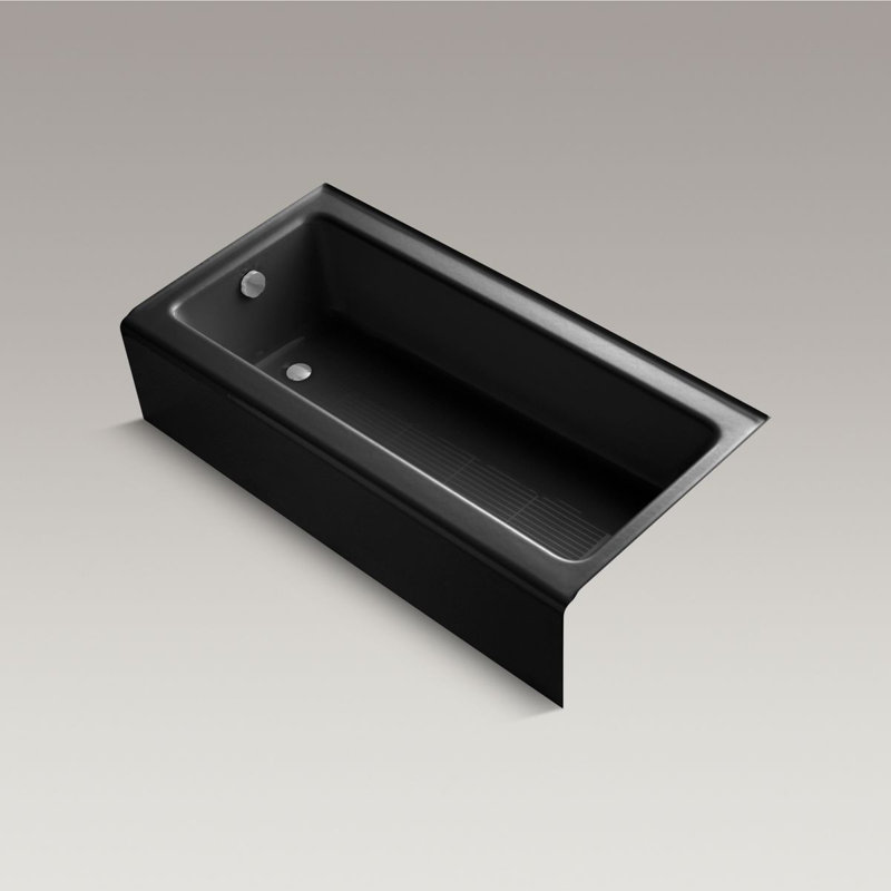 Bellwether 60" x 30.25" Alcove Soaking Cast Iron Bathtub, Black, Left