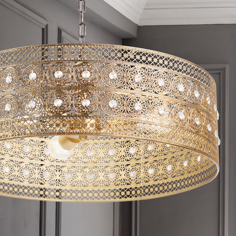 Aubriee 3 - Light Brass and Crystal 3-Light Chandelier