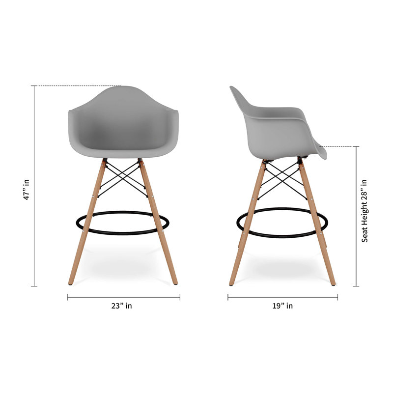 Tabouret de comptoir Modholic Eiffel avec accoudoirs, gris, Gris