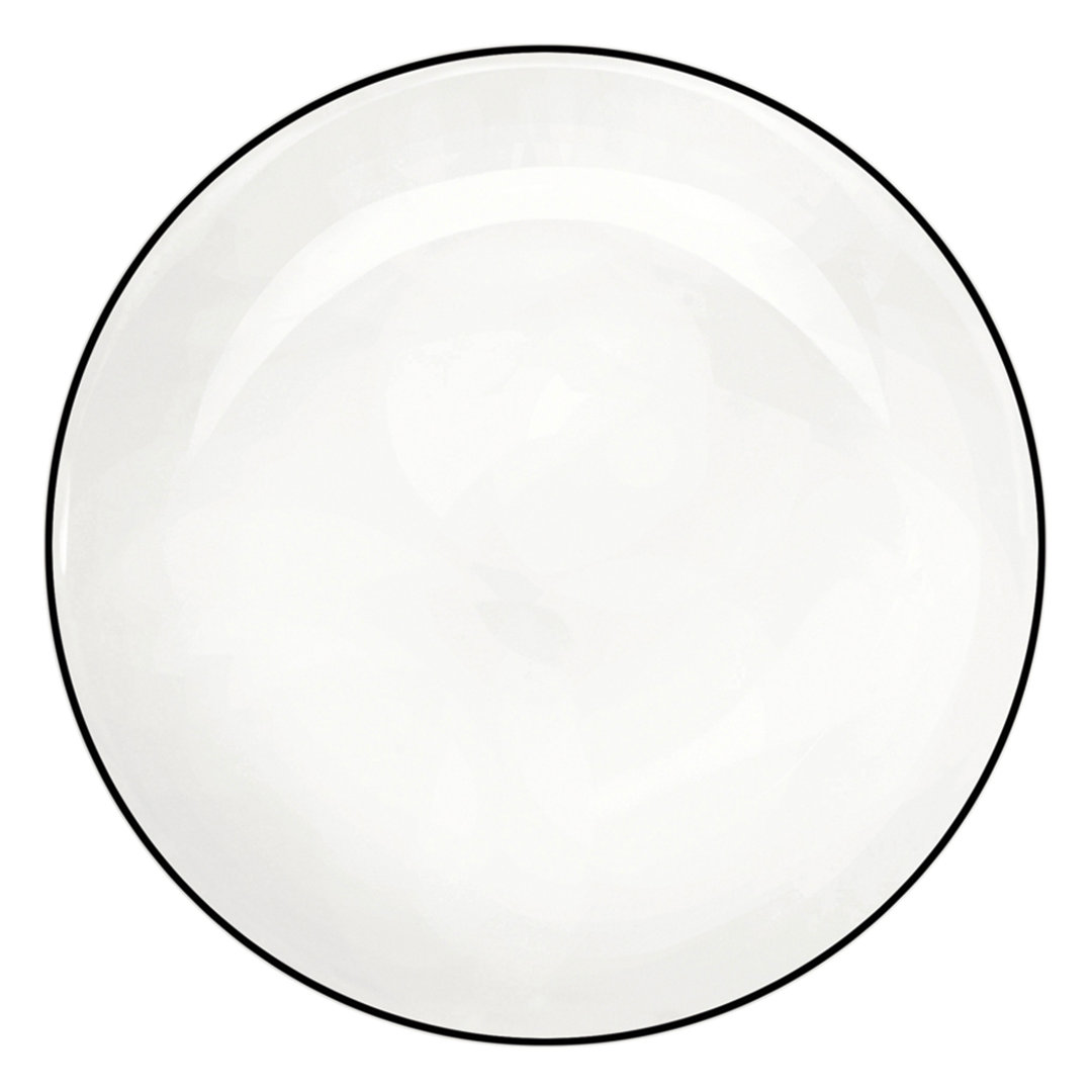 ASA Selection Ligne Noire Dessertteller, Schwarze Linie, Fine Bone China, Warmes Weiß, 21 cm