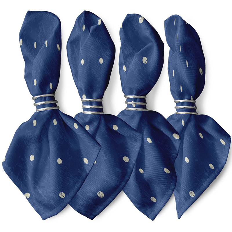 Leviner Polyester Polka Dots Square Napkin, Blue