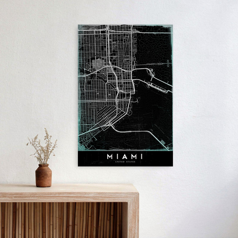 «Miami City Outline Contemporary City Architecture», reproduction d'art murale, H 24 po x l 16 po
