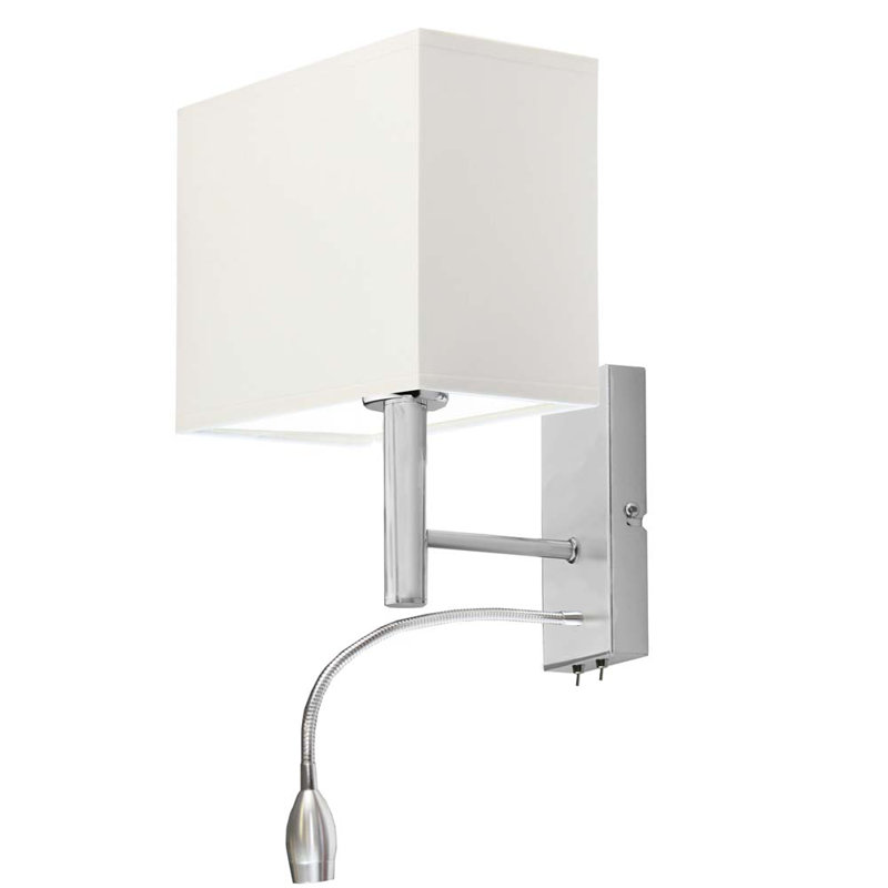 Audreauna LED Armed Sconce, White, Brushed Steel