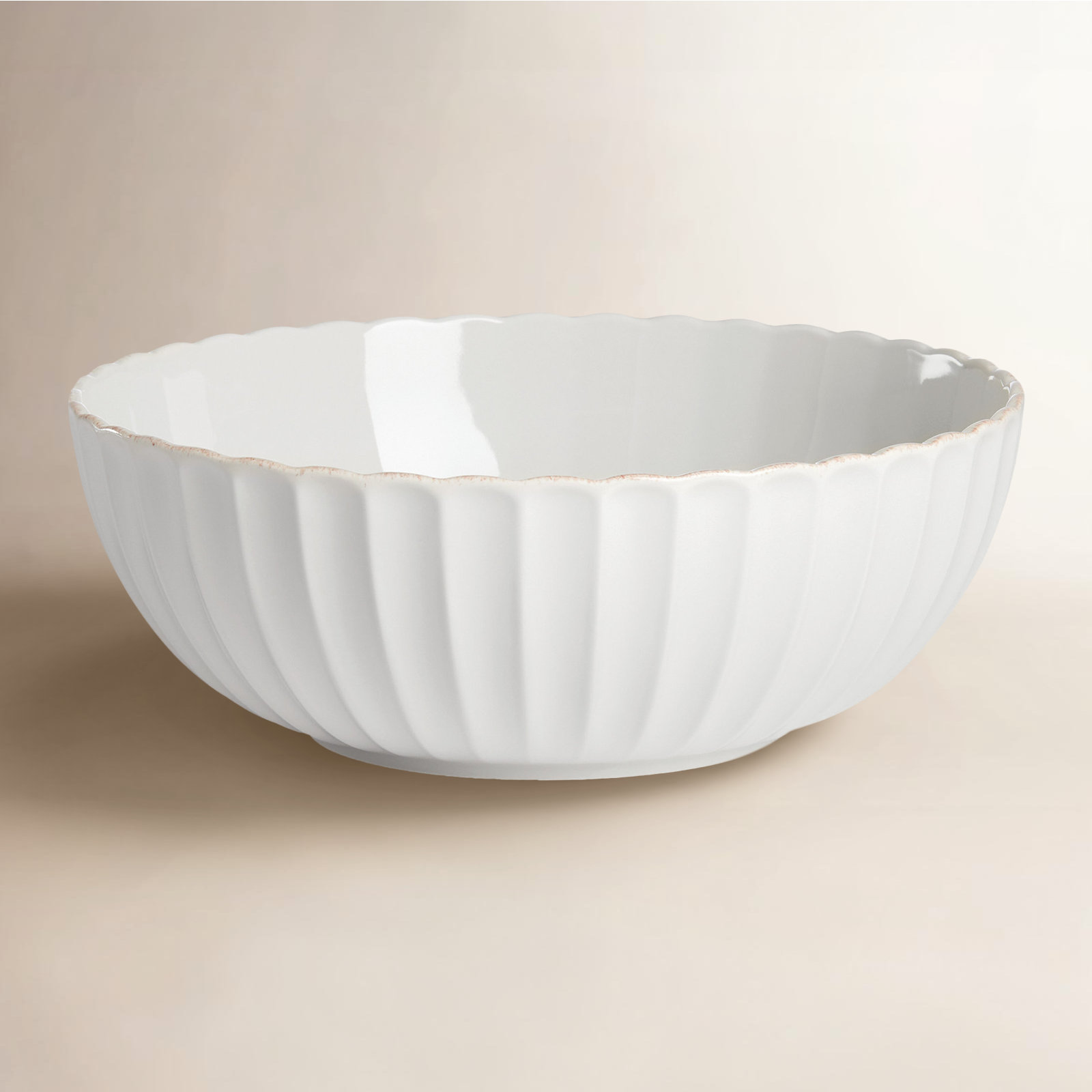 French Perle Scallop White Serving Bowl