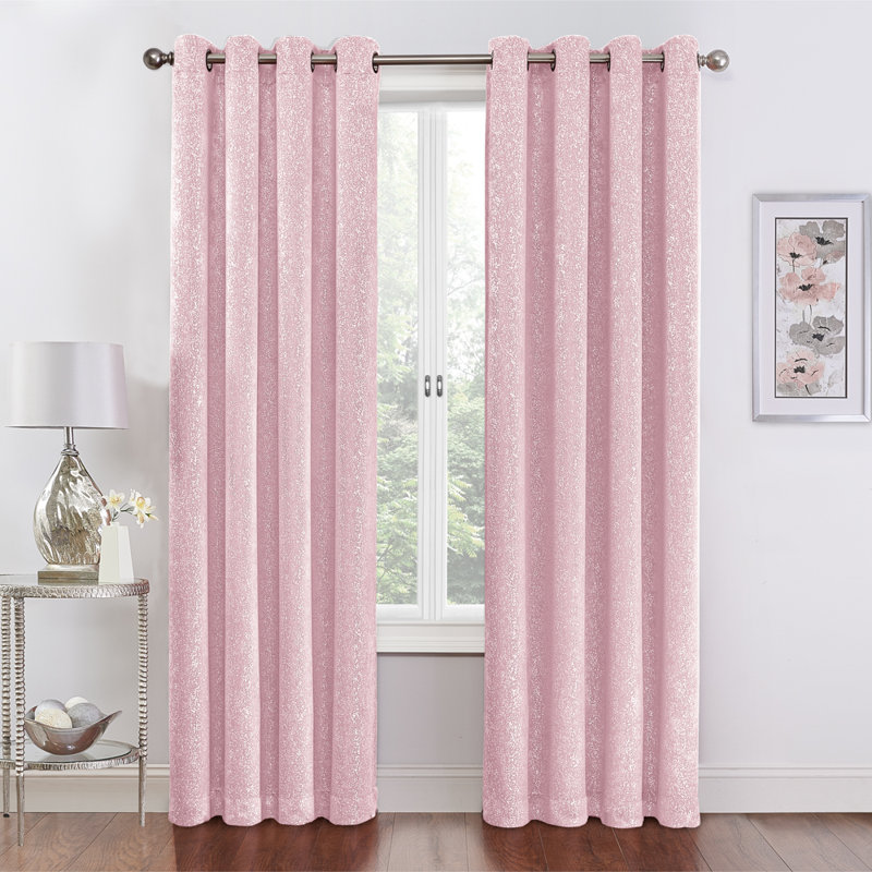 Janessa Solid Blackout Thermal Grommet Curtain Panels, Pink