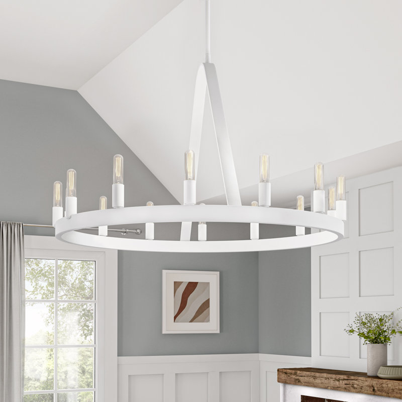 Lustre 14 lumières Liesl, Blanc mat