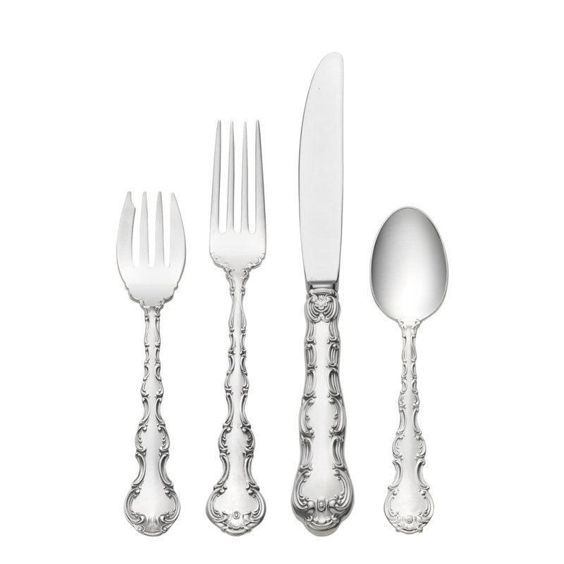 Strasbourg 4 Piece Sterling Silver Flatware Set, Service for 1
