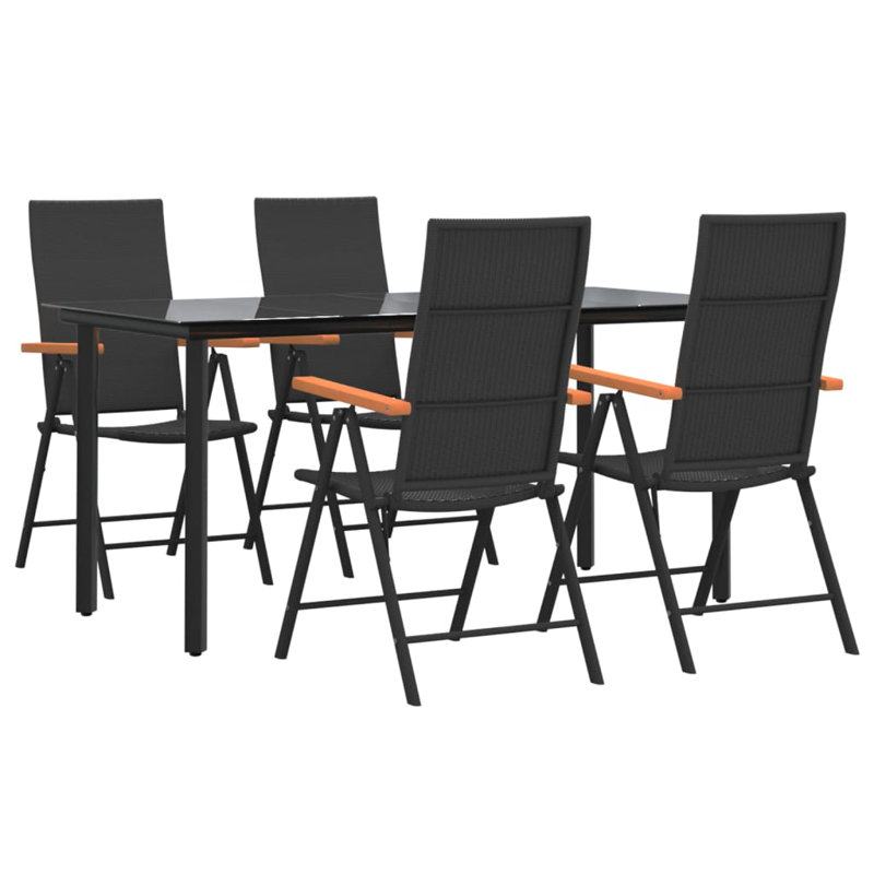 Ensemble de salle à manger de jardin d'extérieur noir et brun