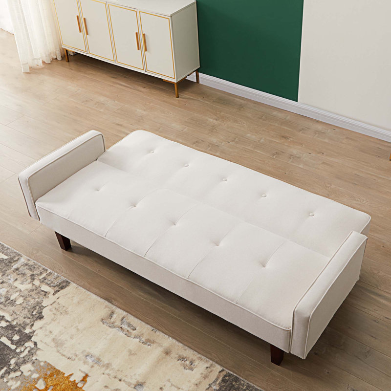Jodean Upholstered 74.8'' Sleeper Sofa, White Linen