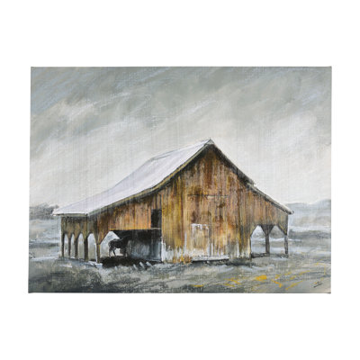 Toile texturée embellie à la main Old Barn III