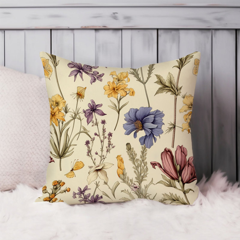 Botanical Wildflowers Pattern IV Cottage & Cottagecore, 18"H x 18"W