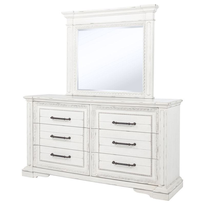 Commode 6 tiroirs avec miroir Rhonda