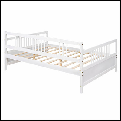 Rustic Modern 3-Sided Daybed with Support Legs and Under-Bed Storage, Perfect for Versatile Use and Space Efficiency.