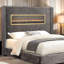 Magnifique lit plateforme tapissier en tissu de style contemporain de style oriental gris avec 1 lit de très grande taille-810518923-810519031