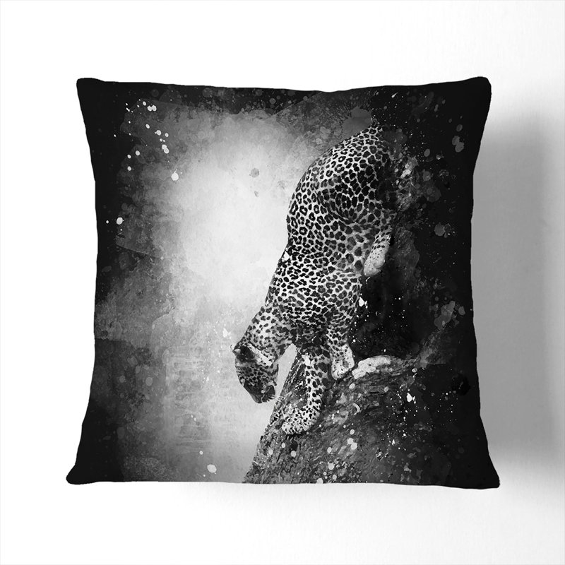 Leopard Vol.5 Paint Splash Square Throw Cushion, White, 40cm H x 40cm W x 15cm D