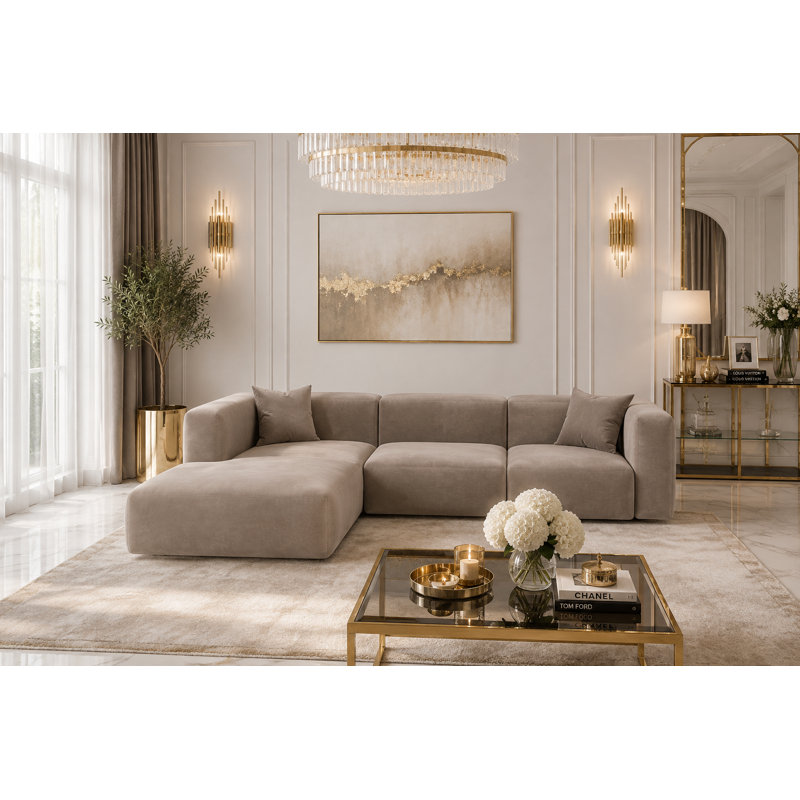 3 Seater Velvet Sofa & Chaise