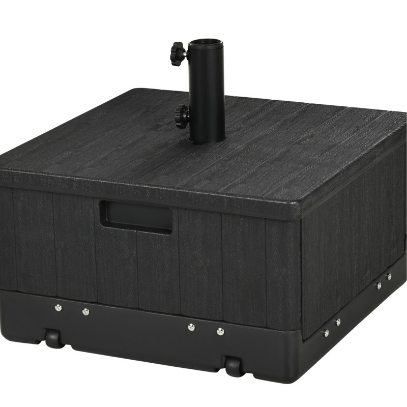 Base de parasol d'extérieur avec 31 fonctions, capacité de charge de 175 lb, noire, avec roulettes et poignées portatives, peut être utilisée comme pot à fleurs pour table basse