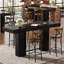 Table de bar 70,9 po à hauteur de comptoir industrielle avec plateau d'aspect noyer pour bar de cuisine ou de maison-1152243613