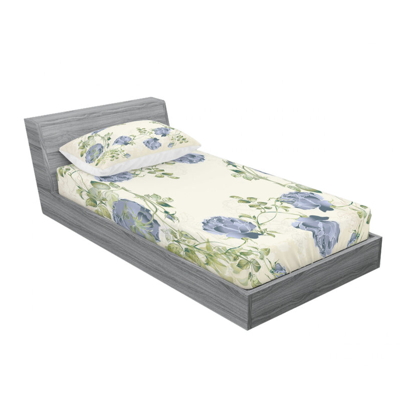 Microfiber Floral Sheet Set, Twin Sheet Set with Fitted Sheet
