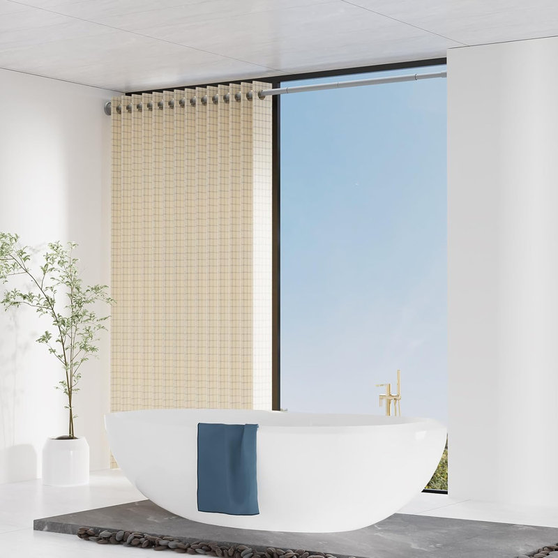 48cm Straight Shower Curtain Pole & Hook Set, Grey