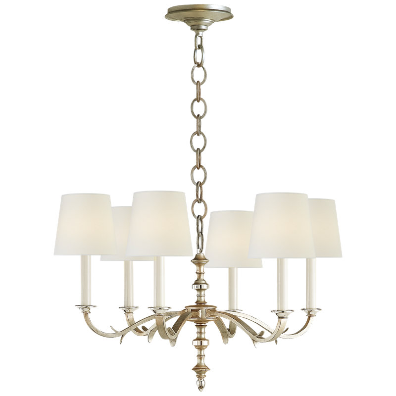 Thomas O'Brien Channing Small Chandelier, Hand-Rubbed Antique Brass, Fabric