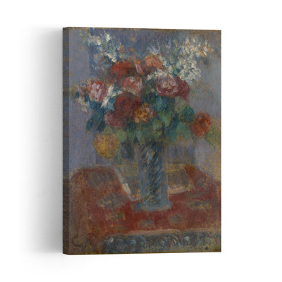 Bouquet, C.1900 Impressionist Abstract Contemporary Rose Bush Flower Wall Art Print by Camille Pissarro - Wrapped Canvas Print
