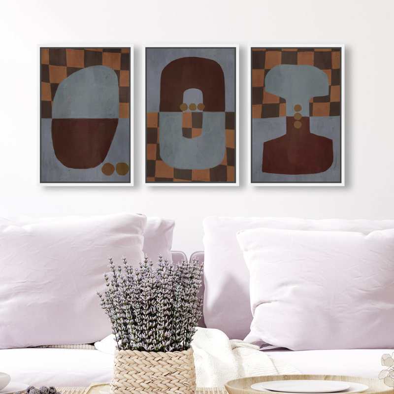 Checkered Dominos Set Set by Oliver Gal, 16" H x 11" W, White Floater Frame
