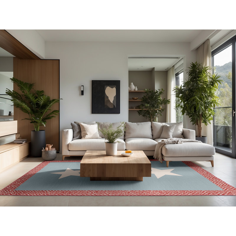 Soft Plush Espitia July 4Th Modern & Contemporary Abstract Area Rug in Gray – Rose Binding, 5x8