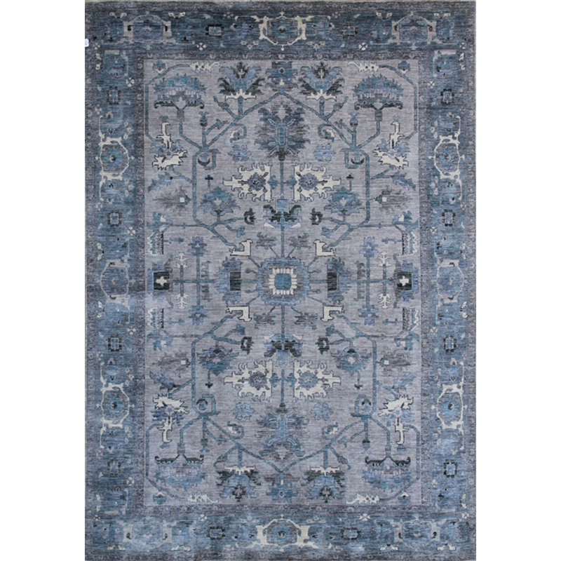 High-Quality Hand-Knotted Grey And Dark Grey Area Rug