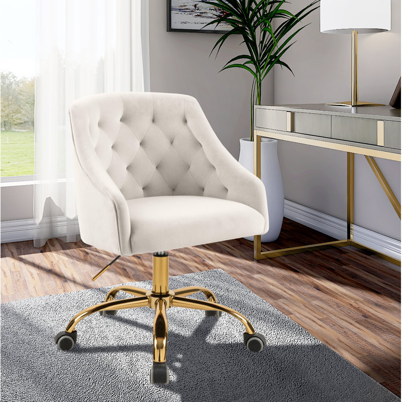 Casimir Velvet Task Chair, Navy Velvet, Gold
