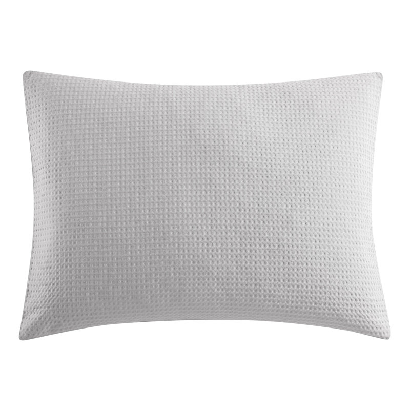 Waffle Pique Standard Cotton Reversible 3 Piece Comforter Set, Queen Comforter + 2 Standard Shams, White