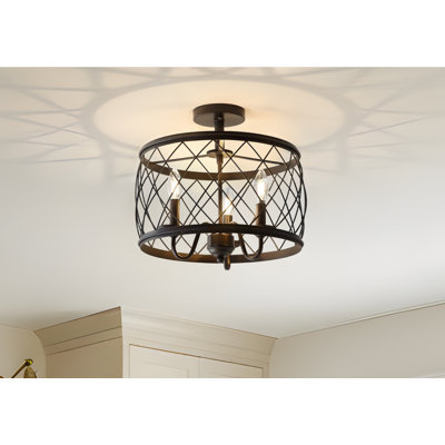 3 -Light 15.7" Cage Design Semi flush mount