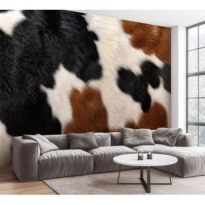 Wall Mural Peel and Stick Wallpaper Real Cowhide fur Self-Adhesive Removable Contact Paper Wall Decor for Living Room Bedroom 100"H x 144"W