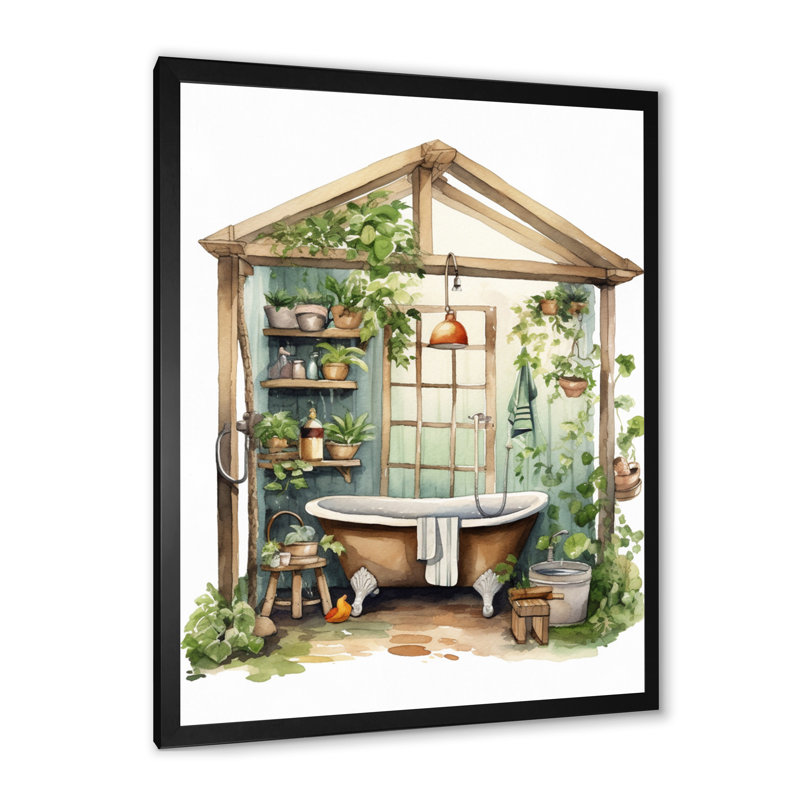 Décor de salle de bain naturel, Cadre simple noir, H 16 po x l 32 po x P 1 po