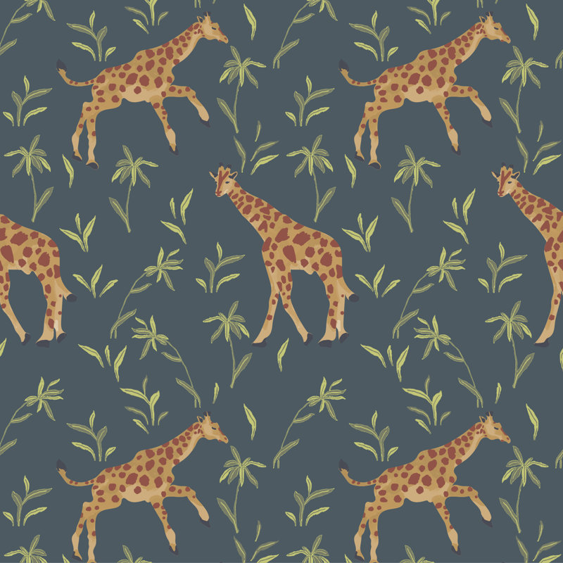 Papier peint Gentle Giraffe, Autoadhésif, Denim Garden, PVC
