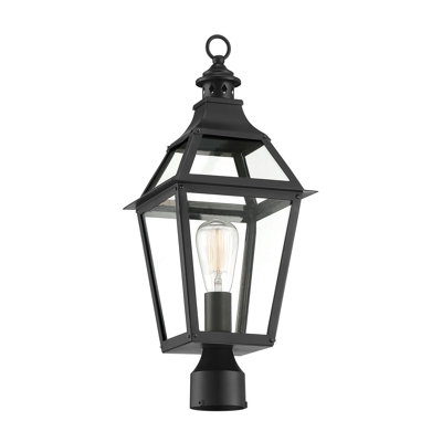 Jackson 1-Light Outdoor Post Lantern in Matte Black with Gold Highlights