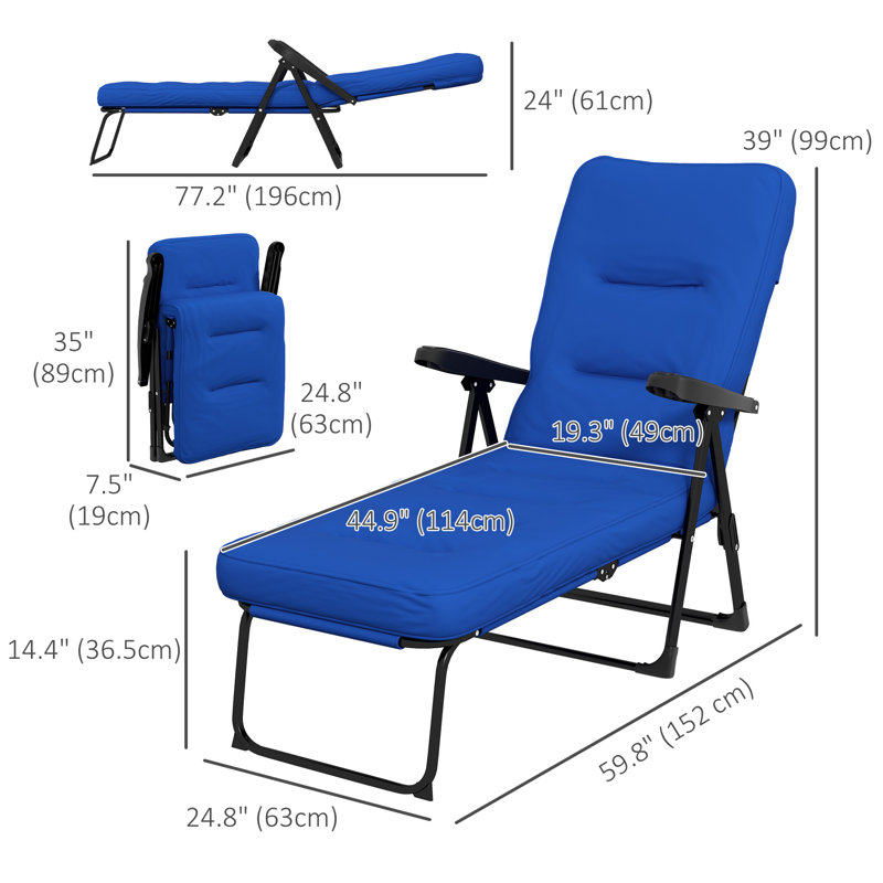 Chaise longue d'extérieur en acier Rinard, Bleu