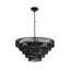 Chandelier - Luminaire suspendu de style rustique en corde de chanvre à 5 niveaux de finition noire à 8 niveaux avec 8 douilles E12, plafonnier style maison de campagne Boho
