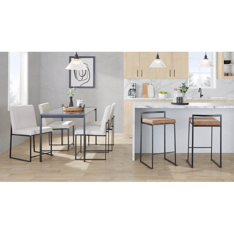 Derik Stackable Counter & Bar Stool with Velvet Cushion, Brown/Black, Counter Stool (26" Seat Height)