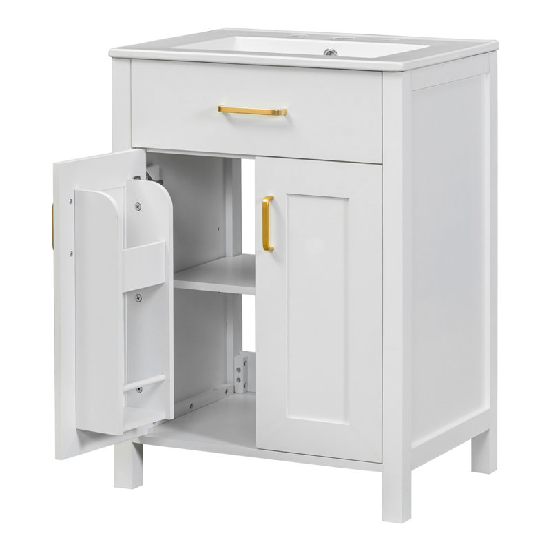 Ensemble de meuble-lavabo simple 24,2 po avec plateau en céramique Dylin