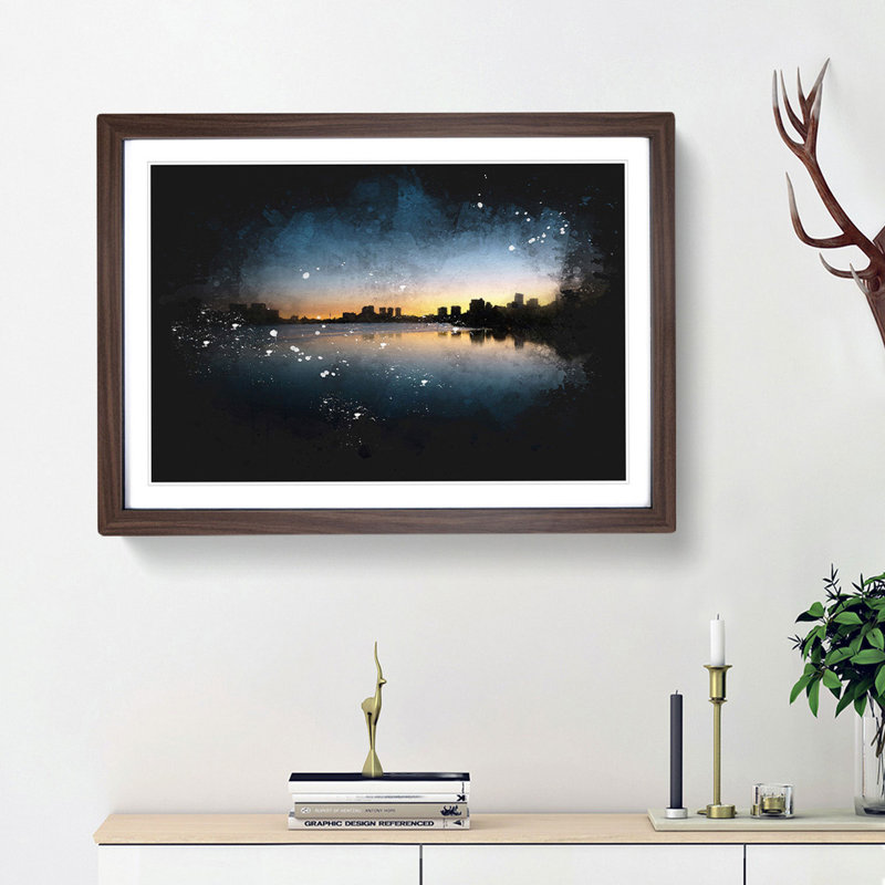 Cambridge Massachusetts Skyline - Framed Print, Walnut Framed, 62cm H x 87cm W x 2cm D