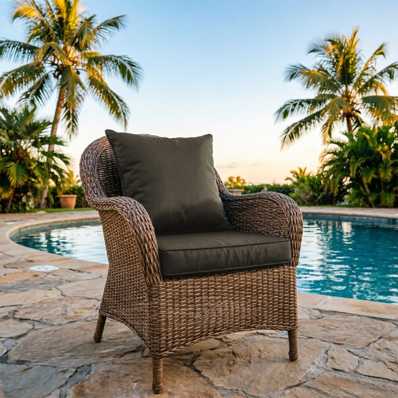 Water-Resistant Outdoor Seat Cushion Set with Back Cushion Removable Cover for Patio Sofa Couch, Fade Resistant, Dark Gray, 4