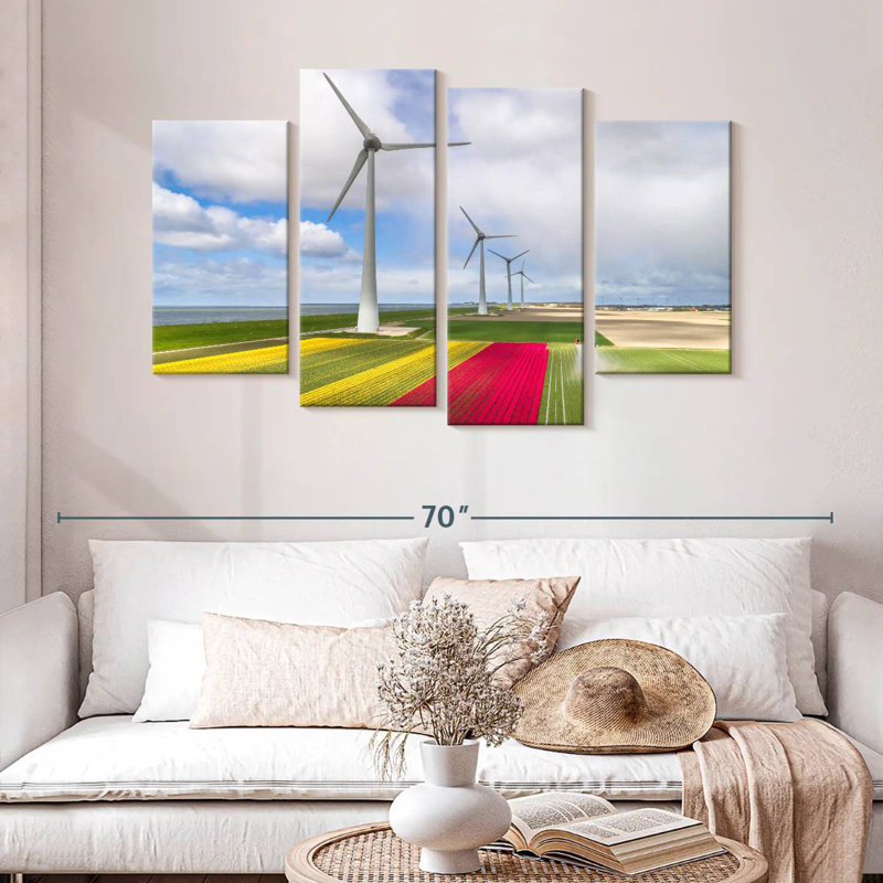 Lilie Wind Turbines And Tulip Fields, 32" H x 52" W