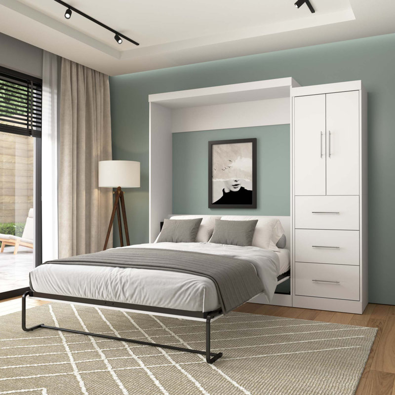 Velora Murphy Storage Bed, White, Queen
