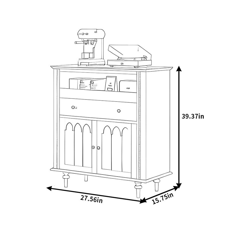 Buffet rétro, H 39,37 po x l 27,56 po x P 15,75 po
