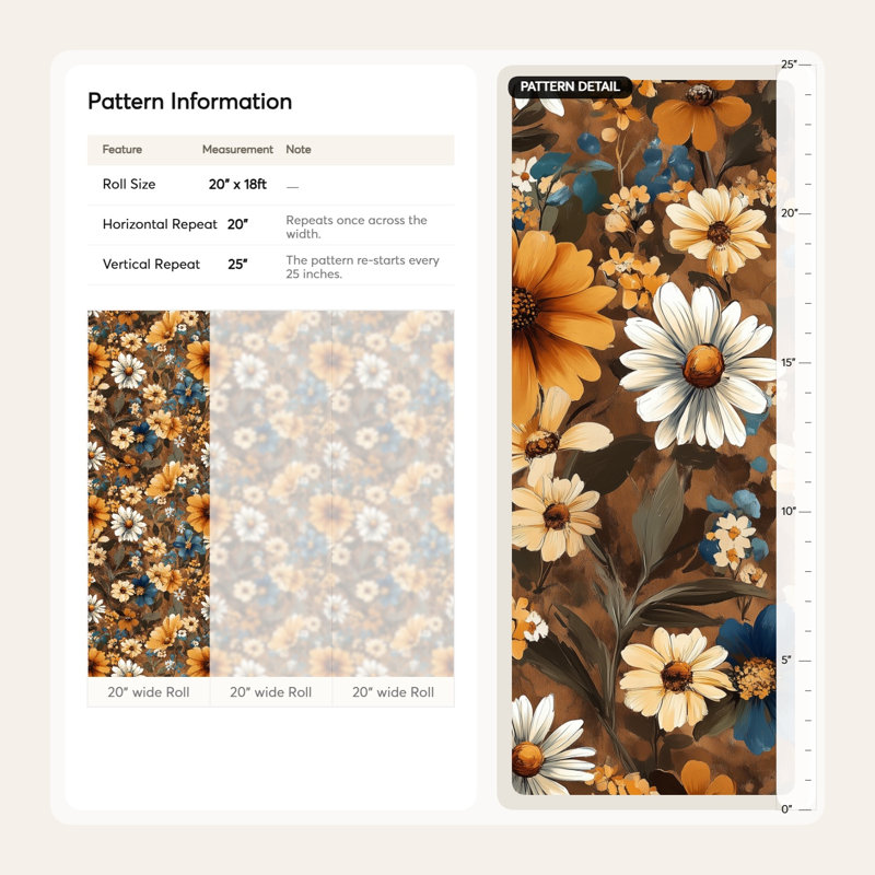 Papier peint floral Earthy Daisy